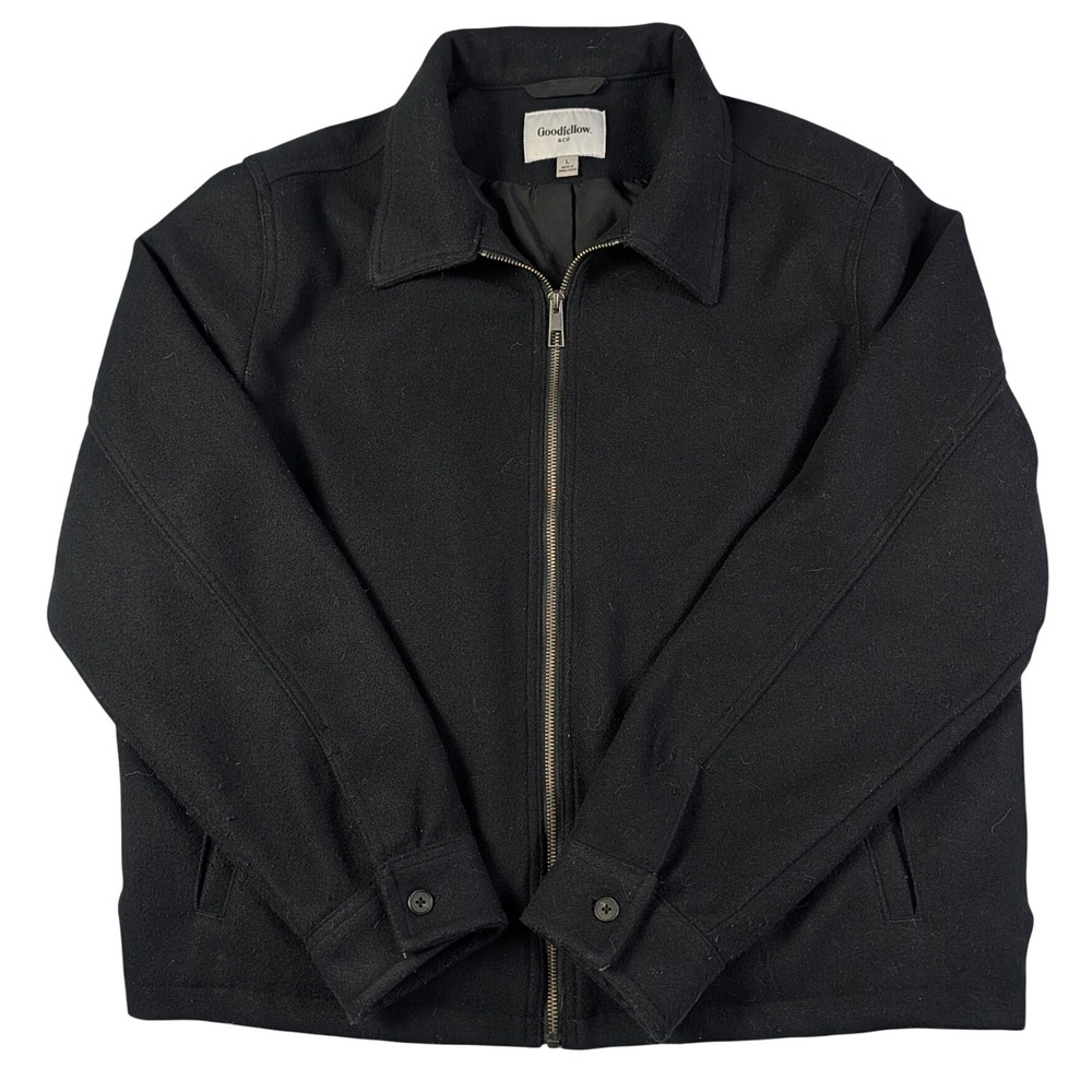 Goodfellow & Co Mens Large Black Full Zip Blend Harrington Jacket L